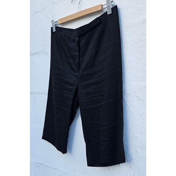 Vintage Max Studio Shorts Womens Size 8 Black Linen Spandex Knee Length Bermudas - Picture 2 of 12